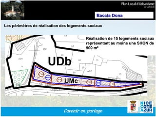 Les périmètres de réalisation des logements sociaux Réalisation de 15 logements sociaux représentant au moins une SHON de 900 m²   Baccia Dona 