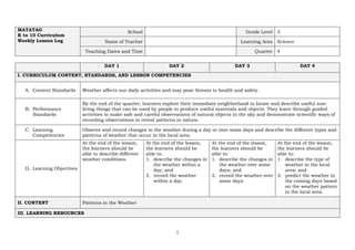 Grade 3 Science Lesson Exemplar on Weather Patterns and Observation | PDF