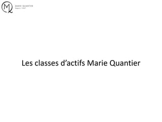 Les classes d’actifs
Marie Quantier
 