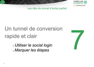 Un tunnel de conversion
rapide et clair
> Utiliser le social login
> Marquer les étapes
Les clés du tunnel d’achat parfait
48
 