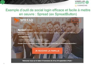 Exemple d’outil de social login efficace et facile à mettre
en oeuvre : Spread (ex SpreadButton)
51
 