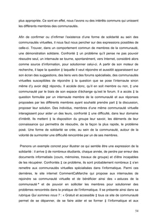 Les communautés virtuelles sur internet