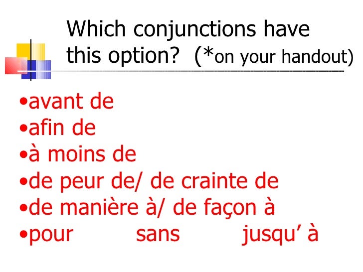 Les Conjonctions With Subjonctif And Indicatif