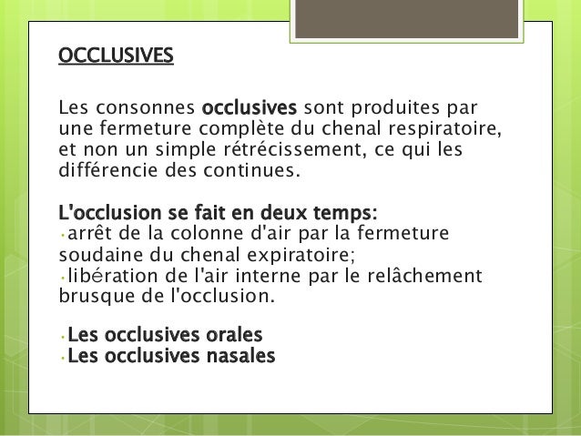 Les consonnes occlusives du français