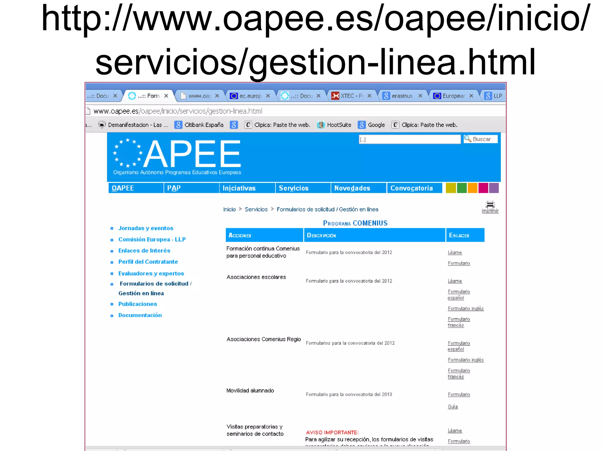 http://www.oapee.es/oapee/inicio/
    servicios/gestion-linea.html
 