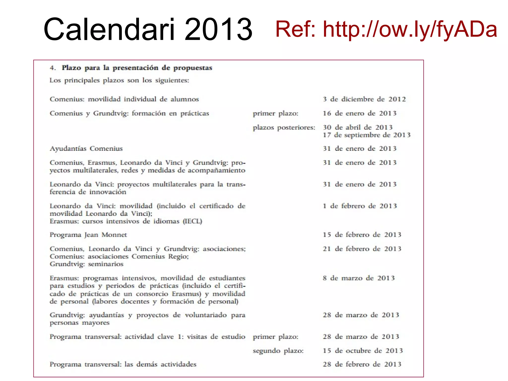 Calendari 2013   Ref: http://ow.ly/fyADa
 