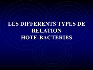 LES DIFFERENTS TYPES DE
RELATION
HOTE-BACTERIES
 