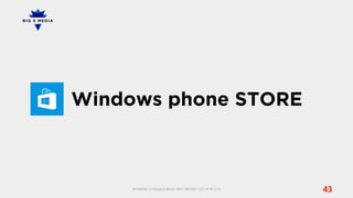 Windows phone STORE



     BIG5MEDIA, 3 Impasse du Bel Air, 94110 ARCUEIL | +33 1 47 40 32 10
                                                                          43
 