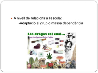 A nivell de relacions a l’escola:        -Adaptació al grup o massa dependència