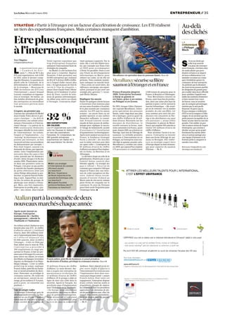 Les Echos Mercredi 5 mars 2014 ENTREPRENEUR//35
Yves Vilagines
yvilagines@lesechos.fr
La question n’est pas :
« C o m b i e n d e d i v i -
sions ? ». Près de 90 % des
ETI sont exportatrices, soit 4.100
en 2013, selon le dernier comp-
tage des Douanes. La question est
plutôt celle de l’intensité, de la
détermination, de l’ambition et
de la stratégie. « Beaucoup de
PME deviennent des ETI avec
l’international », assure Arnaud
Leurent, consultant en organisa-
tion et stratégie. De même, un
bon nombre deviennent de gran-
des entreprises en intensifiant
leur présence partout dans
le monde.
L’export, un premier pas
L’ancien vice-président du Medef
Jean-Claude Volot décrit le par-
cours classique : « Au-delà de
100 personnes, une volonté conco-
mitante d’innovation et d’interna-
tional émerge. » Le patron de la
PME toulousaine Dedienne
Aerospace détaille les trois volets
de l’international : les achats,
l’export et l’implantation. « Le
“sourcing” de fournisseurs est un
premier pas nécessaire, un bon
moyendesefrotterauxprocédures
de dédouanement par exemple. »
Puis vient l’export, souvent à la
demande de clients, par opportu-
nisme, voire l’implantation par
nécessité dans des pays à bas
coûts, poussée par les donneurs
d’ordre. Ainsi, lorsque à la fin des
années 1980, Plastivaloire inves-
tit dans une première usine en
Pologne, c’est pour ne pas perdre
le marché des façades plastiques
de petits téléviseurs dont son
client Philips délocalisait la pro-
duction. Le patron Patrick Finde-
ling a suivi. Aujourd’hui, la moi-
tié des 24 usines du groupe de
plasturgie sont situées à l’étran-
ger. Mais, une fois implantée,
l’entreprise en profite pour « gra-
piller » des clients. Jean-Claude
Volot regrette cependant que
trop d’entreprises françaises
subissent l’international faute de
stratégies de conquête.
Au Medef, il a été l’artisan d’un
plan pour y remédier. Baptisé
Stratexio, il doit permettre aux
18.000 entreprises qui réalisent
de20à30 %deleurchiffred’affai-
res à l’export d’aller encore plus
loin. « Il s’agit de passer de l’état de
survie à l’état de conquête »,
assure Jean-Claude Volot. Olivier
Dhonte est le fondateur et prési-
dent de Viseo, société de solu-
tions de gestion informatiques.
Au début, pour suivre ses clients
à l’étranger, l’entreprise dépê-
chait quelques expatriés. Par la
suite, elle a créé des filiales loca-
les, par exemple aux Etats-Unis
en 2005 pour accompagner
L’Oréal. En parallèle, Viseo a créé
une filiale de développement
informatique au Maroc pour
réduire ses coûts. Là où elle est
présente, Viseo souhaite mainte-
nant s’attaquer au marché local.
« Nous avons un savoir-faire, des
références, une équipe, une organi-
sation, pourquoi ne pas avoir une
stratégie plus agressive ? » recon-
naît Olivier Dhonte.
Répliquer les succès
Passer de quelques clients locaux
à l’ouverture d’un nouveau pays
est une autre frontière à franchir.
Et le plus souvent par croissance
externe. Les ETI sont les mieux
armées : un savoir-faire ou un
produit éprouvé, et une surface
financière suffisante. Le consul-
tant Arnaud Leurent recom-
mande de faire preuve de métho-
dologie pour répliquer le succès.
A l’image de Solutions30, société
d’assistance à l’installation
d’équipements technologiques.
Aprèsavoiranalysésonsuccèsen
France, le fondateur Gianeppi
Fortis a cherché « des marchés
avec la même structure pour faire
un copier-coller ». L’entreprise de
95 millions d’euros de chiffre
d’affaires est aujourd’hui implan-
tée en Italie, au Benelux et en
Allemagne.
La dernière étape est celle de la
globalisation, illustrée par ce que
Gabriel Attias, associé chez
Deloitte appelle « la stratégie des
pays à rebond ». Force est de
constater que conquérir l’Afrique
depuis la France avec une struc-
ture de coûts européens est illu-
soire. Gabriel Attias recom-
mande d’investir d’abord au
Maroc puis de s’en servir comme
plate-forme de conquête sur le
continent. Et ainsi du Vietnam
pour l’Asie ou de l’Argentine pour
l’Amérique latine. n
STRATÉGIE//Partir à l’étranger est un facteur d’accélération de croissance. Les ETI réalisent
un tiers des exportations françaises. Mais certaines manquent d’ambition.
Etreplusconquérant
àl’international
Au-delà
desclichés
S’il est un cliché qui
colle trop souvent
à la peau des entrepre-
neurs français, c’est bien celui
du malin plaisir que pren-
draient certains à se séparer
de leurs collaborateurs à la
moindre occasion ou à man-
quer d’ambition quant à la
croissance de leur entreprise.
Au prétexte que la dictature
du court terme pousse parfois
les dirigeants de grands grou-
pes à tailler dans leurs effectifs
pour satisfaire l’appétit insa-
tiable des analystes financiers
et faire monter leur cours
de bourse, tous ne seraient
que de cyniques personnages
motivés par le seul profit
financier. Et parce que la
France manque cruellement
d’ETI si on la compare à l’Alle-
magne, ils ne seraient que des
petits joueurs incapables de se
hisser un jour dans la cour des
grands. C’est oublier un peu
vite la nature même de l’esprit
d’entreprise, qui consiste à
décider un jour qu’un projet
forcément fou mérite d’être
vécu et surtout partagé avec
une équipe d’hommes et de
femmes prêts à conquérir le
monde à nos côtés.
Retrouvez l’intégralité de cette
chronique sur lesechos.fr
LA
CHRONIQUE
de Philippe
Bloch
En 1993, lorsque Gilles Charpen-
tier reprend Meralliance, l’entre-
prise spécialiste des poissons
fumés, créée vingt-deux ans plus
tôt à Quimper, perd le quart de
son chiffre d’affaires de 18 mil-
lions d’euros. Recentrée sur les
marques de distributeur, la
société retrouve la forme, mais
reste cantonnée à la France, ayant
juste, depuis 2001, un acheteur en
Norvège, haut lieu de l’élevage de
saumons. La véritable première
incursion à l’international est en
Pologne, où l’entreprise sous-trai-
tait déjà sa gamme premier prix.
Meralliance y rachète une usine
en 2008, qui aujourd’hui emploie
170 personnes et conditionne
2.500 tonnes de poissons pour la
France, le Benelux et l’Allemagne.
Puis Meralliance investit en
Ecosse, autre haut lieu de produc-
tion, dans une usine plus haut de
gamme et pour y servir surtout le
marché britannique. « Ma straté-
gie est de remonter vers la matière
première, de créer une filière. Car
nous sommes pris entre des pro-
ducteurs très concentrés en Nor-
vège et des distributeurs eux aussi
très puissants », avoue Gilles
Charpentier, le patron de Meral-
liance, qui emploie 950 salariés et
réalise 155 millions d’euros de
chiffre d’affaires.
Pour sécuriser l’accès à la res-
source, l’entreprise va investir
dans une ferme d’élevage de sau-
mons en Bretagne. Elle renfor-
cera sa stratégie export hors
d’Europe depuis sa base britanni-
que pour exporter du saumon
d’Ecosse. — Yv. V.
Franco-française jusqu’en
2008, l’entreprise bretonne
a élargi sa gamme et
ses bases, grâce à ses usines
en Pologne et en Ecosse.
Meralliancesécurisesafilière
saumonàl’étrangeretenFrance
Au rythme actuel, Atalian ne sera
bientôt plus une ETI : le chiffre
d’affaires atteint 1,3 milliard
d’euros, dont 200 millions réali-
sés à l’international dans 16 pays,
e t l ’ e f f e c t i f d é p a s s e l e s
65.000 salariés, dont 22.000 à
l’étranger… Créée en 1944 par
Paul Julien sous le nom de TFN,
l ’e n t r e p r i s e a p r o c é d é à
200 acquisitions en vingt ans,
surtout en France, et fait ses pre-
mierspasàl’étrangerilyasixans,
pour suivre ses clients, en créant
des filiales en Espagne (revendue
depuis), en Slovaquie et en Répu-
blique tchèque. « Créer ex nihilo
prend trop de temps, explique
Franck Julien, petit-fils du fonda-
teur et actuel président du direc-
toire. Désormais, on privilégie la
croissance externe. On recherche
un entrepreneur, souvent du net-
toyage,qu’onrachèteà51 %etpuis,
petit à petit, on consolide nos
positions. »
Une stratégie rodée
La stratégie d’abordage puis de
développement est rodée. La Tur-
quie est un cas d’école. L’implan-
tation date de 2012 avec le rachat
d’une société de nettoyage de
10 millions d’euros de chiffre
d’affaires. Le mois dernier, Ata-
lian a acquis une entreprise de
maintenance technique de
13 millions d’euros de chiffre
d’affaires. Et le groupe a déjà en
ligne de mire une cible dans la
sécurité. Après la Turquie, les
prochains pays d’implantation
sont l’Indonésie et la Thaïlande.
« En Europe, nous concentrons
nos positions, mais nous ne créons
plus de points d’implantation.
Nous misons sur le très grand
export où la croissance est plus
forte et les taux de rentabilité
meilleurs. Notre objectif est de tri-
pler notre chiffre d’affaires à
l’internationald’iciàtroisansavec
l’implantation dans deux nou-
veaux pays chaque année », assure
Franck Julien. Pour tenir cet
engagement, l’entreprise dispose
d’une cellule interne audit et
acquisitions chargée de répérer
les cibles et de faire les premières
approches. Les décisions de pri-
ses de participation sont, elles, du
ressort d’un comité d’investisse-
ment où siègent tous les patrons
de divisions du groupe.
— Yv. V .
`SUR
LE WEB
•Bâtir une stratégie
à l’international, les conseils
d’Arnaud Leurent
sur lesechos.fr
•Chine : l’expérience
de Moret industries et les
conseils de Dominique Jolly
sur lesechos.fr
•Elizabeth Ducottet
portera le flambeau des ETI
françaises sur lesechos.fr
Après avoir investi en
Europe, l’entreprise
toulousaine de « facility
management » aborde la
Thaïlande et l’Indonésie.
Atalianpartàlaconquêtededeux
nouveauxmarchéschaqueannée
32 %DES EXPORTATIONS
(EN VALEUR)
Les ETI exportatrices sont 4.100
selon les Douanes et réalisent
un tiers des exportations
françaises. En comparaison, les
360 grandes entreprises
exportatrices ont réalisé 40 %
des exportations l’an dernier.
Franck Julien, petit fils du fondateur et actuel président
du directoire d’Atalian, privilégie la croissance externe. Photo DR
Meralliance est spécialisé dans les poissons fumés. Photo DR
ATTIRER LES MEILLEURS TALENTS POUR L’ INTERNATIONAL,
C’EST L’EFFET UBIFRANCE.
UBIFRANCE vous met en relation avec le Volontaire International en Entreprise* adapté à votre projet :
• vous accédez à un vivier actif de candidats formés, motivés et multilingues
• notre service matching** peut pré-sélectionner ou rechercher un profil rare
Plus de 8 OOO V.I.E contribuent actuellement au succès des entreprises françaises dans 13O pays.
**rapprochemententreprise/candidat.
Etudes & conseils Prospection Communication
0 810 659 659
COÛT D’UN D'APPEL LOCAL
Pour toute information :
infovie@ubifrance.fr ou
L’Agence française pour le développement international des entreprises
* Décision n° 16 du Pacte national pour la croissance, la compétitivité et l’emploi...
« Faire progresser le nombre de VIE de 25% en 3 ans »...
 