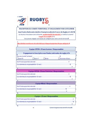 Les échos du rugby à 5   (mars  2017)