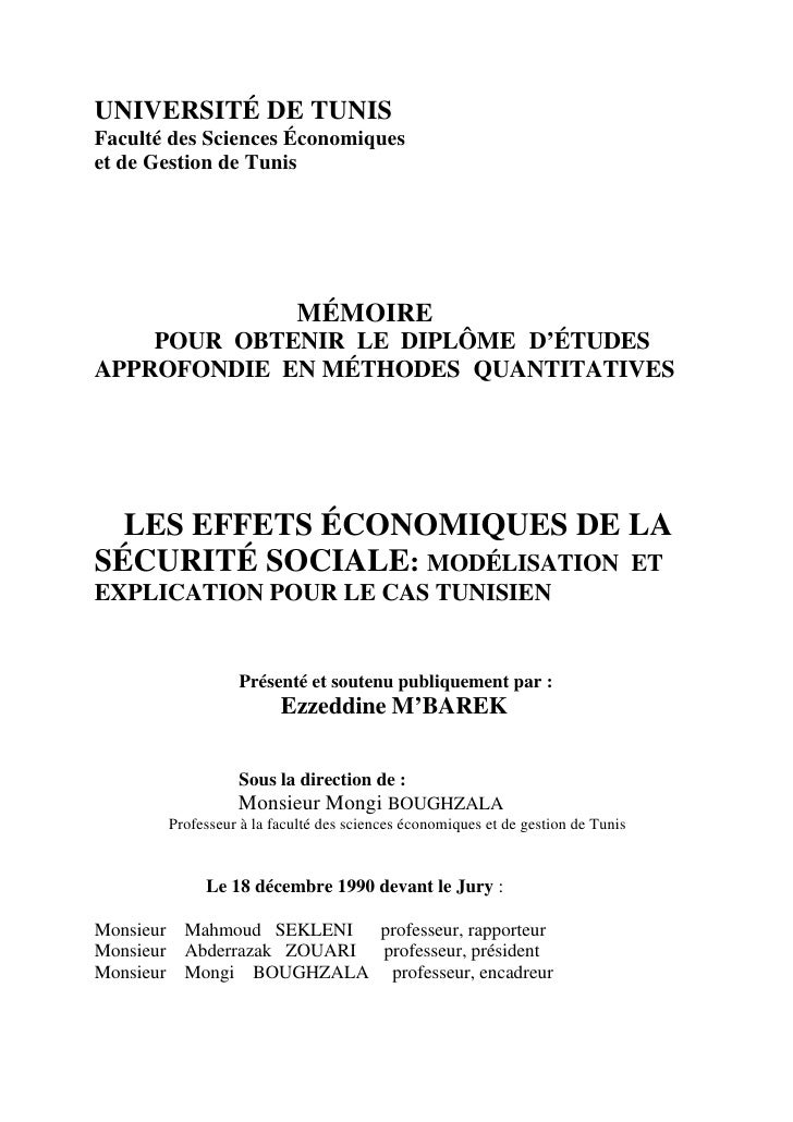 Les Effets Economiques De La Securite Sociale Le Cas De La 