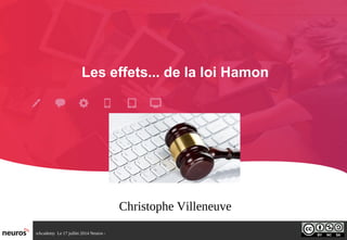 nAcademy Le 17 juillet 2014 Neuros -
Les effets... de la loi Hamon
Christophe Villeneuve
 