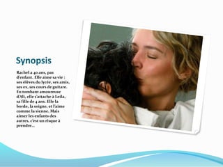 Synopsis
Rachel a 40 ans, pas
d'enfant. Elle aime sa vie :
ses élèves du lycée, ses amis,
ses ex, ses cours de guitare.
En...