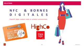 SOLUTIONS
08/04/201634
N F C & B O R N E S
D I G I T A L E S
Dispositif digital couplant media et activation promotionnelle.
 
