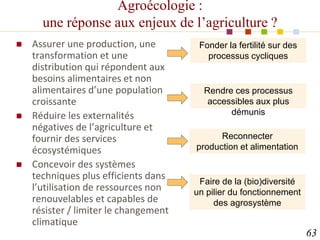 Agroécologie :
une réponse aux enjeux de l’agriculture ?
 Assurer une production, une
transformation et une
distribution ...