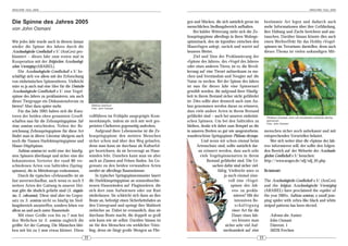 ARACHNE 10(2), 2005                                                                                                                                                                                  ARACHNE 10(2), 2005




Die Spinne des Jahres 2005                                                                               gen und Mücken, die sich natürlich gerne im             bestimmte Art legen und dadurch auch
                                                                                                         menschlichen Siedlungsbereich aufhalten.                mehr Informationen über ihre Gefährdung,
von John Osmani
                                                                                                              Bei kühler Witterung zieht sich die Ze-            ihre Haltung und Zucht berichten und aus-
                                                                                                         braspringspinne allerdings in ihren Wohnge-             tauschen. Darüber hinaus könnte dies auch
Wie jedes Jahr wurde auch in diesem Januar                                                               spinnstsack, den sie irgendwo zwischen den              einen Werbeeffekt für das Hobby »Vogel-
wieder die Spinne des Jahres durch die                                                                   Mauerfugen anlegt, zurück und wartet auf                spinnen im Terrarium« darstellen, denn auch
Arachnologische Gesellschaft e.V. (AraGes) pro-                                                          besseres Wetter.                                        dieses Thema ist vielen unkundigen Mit-
klamiert – dieses Jahr zum ersten mal in                                                                      Ziel und Sinn der Proklamierung der
Kooperation mit der Belgischen Arachnologi-                                                              »Spinne des Jahres«, des »Vogel des Jahres«
schen Vereniging (ARABEL).                                                                               oder eines anderen Tieres, ist es, die Bevöl-
     Die Arachnologische Gesellschaft e.V. be-                                                           kerung auf eine Tierart aufmerksam zu ma-
schäftigt sich vor allem mit der Erforschung                                                             chen und Verständnis und Neugier auf die
von einheimischen Spinnentieren. Vielleicht                                                              Natur zu wecken. Bei der Spinne des Jahres
wäre es ja auch mal eine Idee für die Deutsche                                                           ist nun für dieses Jahr eine Spinnenart
Arachnologische Gesellschaft e.V. eine Vogel-                                                            gewählt worden, die aufgrund ihrer Häufig-
spinne des Jahres zu proklamieren, um auch                                                               keit in ihrem Bestand sicher nicht gefährdet
dieser Tiergruppe ein Diskussionsforum zu                                                                ist. Dies sollte aber dennoch auch zum An-
bieten? Aber dazu später mehr.                           Salticus scenicus
                                                         Foto: John Osmani
                                                                                                         lass genommen werden daran zu erinnern,
     Für das Jahr 2005 haben sich die Kura-                                                              dass viele andere Arten in ihrem Bestand
toren der beiden oben genannten Gesell-                 vollführen im Frühjahr ausgeprägte Kom-          gefährdet sind – auch bei unseren einheimi-              Philaeus chrysops, eine vom Aussterben bedrohte Spring-
schaften nun für die Zebraspringspinne Sal-             mentkämpfe, indem sie sich mit weit ges-         schen Spinnen. Um bei den Salticiden zu                  spinnenart
                                                                                                                                                                  Foto: John Osmani
ticus scenicus entschieden. Neben der Be-               preizten Chelizeren gegenseitig androhen.        bleiben, denke ich dabei zum Beispiel an die
zeichnung Zebraspringspinne für diese Art                   Aufgrund ihrer Lebensweise ist die Ze-       in unseren Breiten so gut wie ausgestorbene,            menschen sicher noch unbekannt und mit
findet man in älterer Literatur übrigens auch           braspringspinne den meisten Menschen             wunderschöne Springspinne Philaeus chrysops.            entsprechenden Vorurteilen belastet.
noch die Namen Harlekinspringspinne und                 sicher schon mal über den Weg gelaufen,                    Und wenn wir schon einmal beim                     Wer sich weiter über die »Spinne des Jah-
Mauer-Hüpfspinne.                                       denn man kann sie durchaus als Kulturfol-               Artenschutz sind, sollte natürlich dar-          res« informieren will, der sollte den folgen-
     Salticus scenicus ist wohl eine der häufig-        ger bezeichnen, da sie bevorzugt an Haus-                an erinnert werden, dass auch sehr              den Bereich auf der Webseite der Arachnolo-
sten Spinnen überhaupt und sicher eine der              wänden lebt. Daneben kann man sie aber                    viele Vogelspinnenarten in ihrem               gischen Gesellschaft e.V. besuchen:
bekanntesten Vertreter der rund 80 ver-                 auch an Zäunen und Felsen finden. Im Ge-                      Bestand gefährdet sind. Die Ur-            http://www.arages.de/sdj/sdj_05.php
schiedenen Arten von Salticiden (Spring-                gensatz zu den beiden verwandten Arten                            sachen dafür sind sicher viel-
spinnen), die in Mitteleuropa vorkommen.                meidet sie allerdings Baumstämme.                                    fältig. Vielleicht wäre es          SUMMARY
     Durch ihr typisches »Zebraoutfit« ist sie              In typischer Springspinnenmanier lauert                               ja auch einmal sinn-
fast unverwechselbar, auch wenn es noch 2               die Harlekinspringspinne an sonnenbeschie-                                   voll eine »Vogel-           The Arachnologische Gesellschaft e.V. (AraGes)
weitere Arten der Gattung in unserer Hei-               nenen Hauswänden auf Fluginsekten, die                                         spinne des Jah-           and the belgian Arachnologische Vereniging
mat gibt die ähnlich gefärbt sind (S. cingula-          sich dort zum Aufwärmen oder zur Rast                                           res« zu prokla-          (ARABEL) have proclaimed the »spider of
tus, S. zebraneus). Diese sind aber im Gegen-           niederlassen. Sie schleicht sich dann an ihre                                    mieren? Mit der         the year 2005«. Salticus scenicus, a small jum-
satz zu S. scenicus nicht so häufig im Sied-            Beute an, befestigt einen Sicherheitsfaden an                                     intensiven Be-         ping spider with zebra-like black and white
lungsbereich anzutreffen, sondern leben vor             den Untergrund und springt ihre Mahlzeit                                          schäftigung            striped patterns has been elected.
allem an und auch unter Baumrinde.                      zielsicher an. Dabei ist erstaunlich, dass sie                                  einer Art für die
     Mit einer Größe von bis zu 7 mm bei                durchaus Beute macht, die doppelt so groß                                       Dauer eines Jah-            Adresse des Autors:
den Weibchen ist S. scenicus zugleich die               sein kann wie sie selbst. Darüber hinaus ist                                    res könnte man              John Osmani
größte Art der Gattung. Die Männchen blei-              sie für den Menschen ein wirklicher Nütz-                                  sicher sehr viel Auf-            Dürerstr. 1
ben mit bis zu 5 mm etwas kleiner. Diese                ling, denn sie fängt große Mengen an Flie-                               merksamkeit auf eine               50226 Frechen
                                                   22                                                                                                       23
 