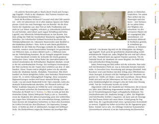 6   Meilensteine und Wegweiser                                                                                                                          6


       »In anderen Bereichen gibt es Macht durch Druck und Zwang«,                                                          gliedes in römischen




                                                                                                                                                      O RT
    sagt Engdahl: »Nicht in der Akademie. Ihre Position resultiert aus                                                      Goldziffern. Vor jedem
    ihren anerkannten Beschlüssen.«                                                                                         Platz stehen nur ein




                                                                                                                                                      Stockholm
       Doch die Beschlüsse im Bereich Literatur sind jedes Jahr umstrit-                                                    Wasserglas und eine
    ten – sehr viel umstrittener als in allen anderen Sparten des Nobel-                                                    Kerze – eine brennen-
    preises. Gleich der erste Preisträger war ein Skandal: Als die alten                                                    de vor jedem leben-
    Herren der Akademie 1901 den Preis an Sully Prudhomme und                                                               den Mitglied, eine
    nicht an Leo Tolstoi vergaben, schickten 42 schwedische Schriftstel-                                                    erloschene vor den
    ler und Künstler, unter ihnen auch August Strindberg und Selma                                                          verwaisten Plätzen der
    Lagerlöf, eine öffentliche Solidaritätsadresse an den Russen. Seit-                                                     im vergangenen Jahr
    dem schlägt die Wahl der Stockholmer Mandarine regelmäßig Skan-                                                         verstorbenen. Lor-
    dalwellen. Der Schriftsteller Eckhard Henscheid beschreibt das                                                          beerkränze allüberall:




                                                                                                                                                      BÜHNE
    Nobelpreisphänomen als »säkularen Massenwahn samt Rückfall in                                                           in Sitzﬂächen gestickt,
    den dunkelsten Mythos«. Nein, nicht so sehr ihrem glücklichen                                                           in Armlehnen ge-
    Händchen bei der Wahl der Preisträger verdankt die Akademie ihre                                                        schnitzt, in Türstürze




                                                                                                                                                      Nobelpreiskomitee
    Autorität, sondern einem komfortablen Vermögen von geschätzten         gebeitelt. »An diesem Tag sind wir die Schauspieler des Königs«,
    100 Millionen Euro, zu denen jährlich noch 1,1 Millionen Euro          sagt Engdahl. Doch auch der gewöhnliche Akademiealltag strahlt
    aus der Nobelstiftung kommen, die als Preisgeld ausgelobt werden.      aristokratische Würde aus. Jedes Mitglied hat sein Amt auf Lebens-
       Diesen Reichtum veredeln die Achtzehn mit einem geradezu            zeit inne. Niemand kann aus eigenen Stücken austreten. Nur im
    mythischen Glanz. Indem Alfred Nobel das Auswahlverfahren für          Todesfall beruft die Akademie ein neues Mitglied. Die Wahl wird
    seinen Literaturpreis der Schwedischen Akademie überließ, versah       vom schwedischen König bestätigt.
    er ihn mit aristokratischem Prestige. Der wichtigste Literaturpreis       Jeden Donnerstag um fünf treffen sich die Achtzehn. Man redet
    der Welt erscheint wie der Traum eines Gelehrten aus dem 18. Jahr-     sich mit förmlichen Titeln an, was in Schweden beinahe komisch




                                                                                                                                                      SZENE
    hundert. Dieser Traum wird so pﬂeglich poliert wie die sakralen        wirkt. Es herrschen feste Sitzordnung und strenges Protokoll. Jeder
    Geräte der Akademie: Kelche, Medaillen, Tintenfässer. Ihre Riten       Beschluss wird vom Direktor mit dem Schlag eines Silberhämmer-
    wurden von ihrem königlichen Stifter, dem burlesken Theaternarren      chens besiegelt, in dessen Griff der Wahlspruch der Akademie ein-




                                                                                                                                                      Denkort
    Gustav III., in einem Ordnungsbuch festgelegt. Diese szenischen        graviert ist: »Snille och Smak«, Geist und Geschmack. Dieses Motto
    Regieanweisungen werden noch heute minutiös befolgt. Gustav            ﬁndet sich auch auf der Silbermünze im Wert von 20 Euro, die
    wurde 1792 auf einem Maskenball in der Oper ermordet, seine aka-       jedes Akademiemitglied als einzigen Lohn am Ende einer Sitzung
    demische Kulturmaskerade überlebte. Der Monarch nahm sich die          erhält. Nur der Vorsitzende bezieht ein Gehalt.
    Pariser Académie française als Vorbild für seine Literaturloge.           Abgestimmt wird in der Akademie per Stimmzettel, die in einem
       Noch immer schweben die französischen »Unsterblichen« den           200 Jahre alten Silberkrug eingesammelt werden. Auf allen Stüh-
    Schweden als Modell vor [e Panthéon 67]. Man ist stolz auf den aka-    len im Versammlungsraum liegen orthopädische Sitzkissen: Das
    demischen Pomp. Seinen Höhepunkt ﬁndet er am 20. Dezember,             Durchschnittsalter der Akademie beträgt 71 Jahre. Die Mitglieder
    wenn die Akademie ihre Jahresversammlung unter den wohlwollen-         sind Schriftsteller, Kritiker, Linguisten, ein Jurist und ein Sinologe.
    den Augen ihres Schutzherrn, des schwedischen Königs, zelebriert.      Nur fünf Frauen ﬁnden sich unter ihnen. Grund genug für Eng-
    Dann thronen die königlichen Kulturhüter in ihren alten Kostümen       dahls Frau, die Logenbruderschaft einen »geriatrischen Herrenklub«
    im Großen Festsaal des alten Börshuset. Ein imposantes Arrange-        zu nennen. Engdahl hat früher als Kritiker für die Tagespresse gear-
    ment: 18 Stühle aus dem 18. Jahrhundert, bezogen mit hellblauer        beitet. Damals war er arm. Als Anhänger moderner französischer
    Seide. Die Rückenlehnen zeigen die Nummer des jeweiligen Mit-          Literaturtheorie arbeitete er an der Aufweichung des klassischen

    42                                                                                                                                          43
 