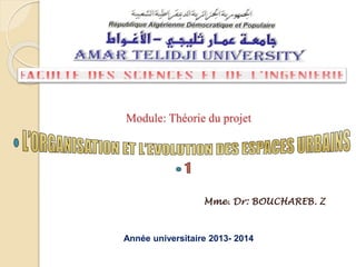 Module: Théorie du projet
Mme. Dr: BOUCHAREB. Z
Année universitaire 2013- 2014
 
