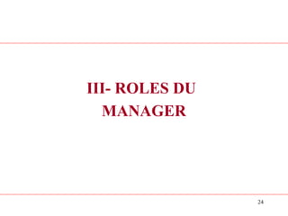 24
III- ROLES DU
MANAGER
 