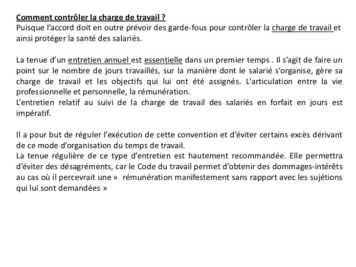 les forfaits jours  la charge de travail