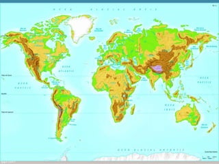 Introducció
Al nostre planeta les terres es troben repartides en
diverses masses de terra o continents. Habitualment
dividim la Terra en sis continents: Àfrica, Amèrica, Àsia,
Europa, Oceania i Antàrtida.
La superfície dels continents presenta relleus molt variats
com planes, altiplans, serralades, valls i depressions.
Els oceans banyen els continents i en modelen les costes
amb espadats, platges… Enmig d’aquestes grans masses
d’aigua sorgeixen els arxipèlags amb les seves illes.
 