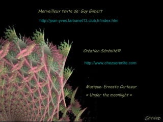 Merveilleux texte de: Guy Gilbert http://jean-yves.larbanet13.club.fr/ index.htm Création Sérénité© http:// www.chezserenite.com Musique: Ernesto Cortazar « Under the moonlight » 