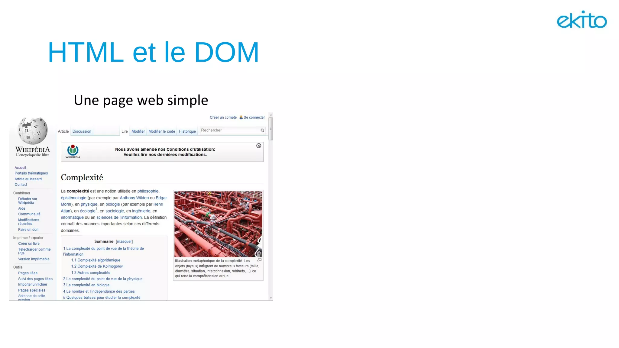 HTML et le DOM
Une page web simple
 