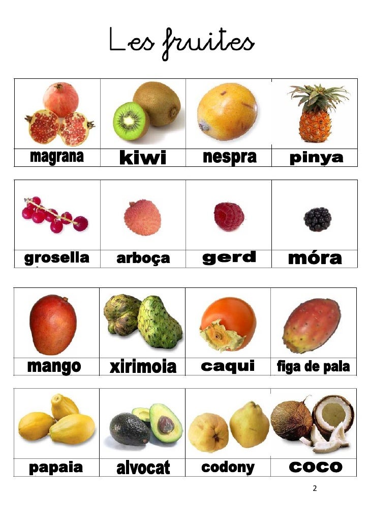 Vocabulari Les fruites
