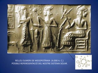 RELLEU SUMERI DE MESOPOTÀMIA (4.000 A. C.)
POSIBLE REPERESENTACIÓ DEL NOSTRE SISTEMA SOLAR.
 