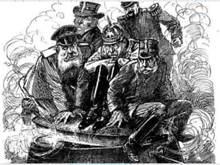 • Els conflictes provocats per la varietat ètnica, religiosa i social
dels seus habitants (nacionalismes com el croat, eslovè o
serbi) convertien a l'Imperi en un polvorí, sempre en perill
d'explosió. Sèrbia, precisament, traurà partit d'aquesta
situació, desenvoluparà un nacionalisme entre els eslaus del
sud, ajudats per Rússia, però això anava en contra de
l'estabilitat de l'Imperi d'Àustria-Hongria. L'Imperi
austrohongarès va practicar en els Balcans una política
expansiva a costa dels territoris de l'afeblit Imperi turc,
buscant en aquests mercats una sortida per als seus
productes agrícoles i una forma d'invertir capitals en el
ferrocarril que es construïa en el sud. Això va ser motiu de la
gran inestabilitat dels Balcans i de l'anomenada “Qüestió
Balcànica”.
 