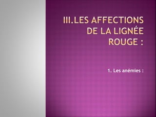  
1. Les anémies :

 