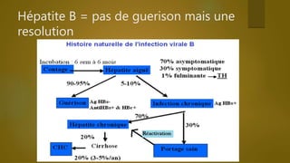Hépatite B = pas de guerison mais une
resolution
 
