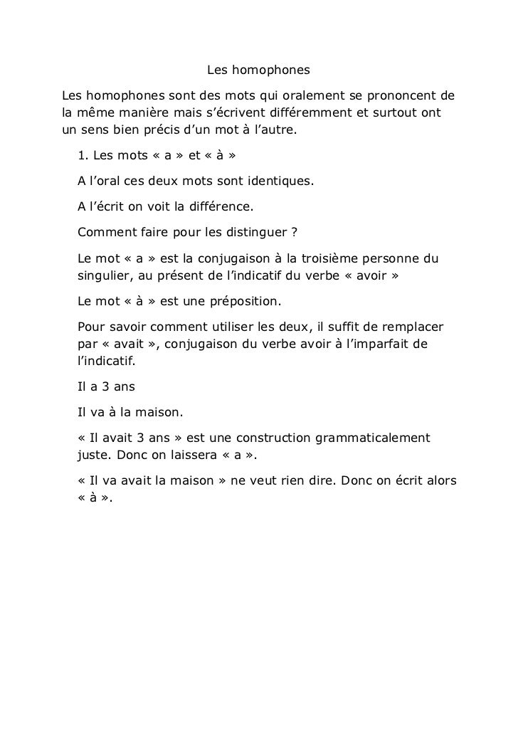 Les homophones