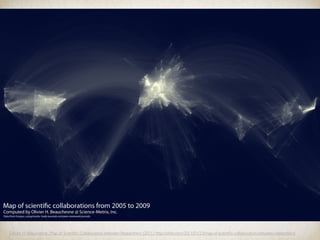 Olivier H. Beauchesne: Map of Scientiﬁc Collaboration between Researchers (2011) http://olihb.com/2011/01/23/map-of-scientiﬁc-collaboration-between-researchers/
 