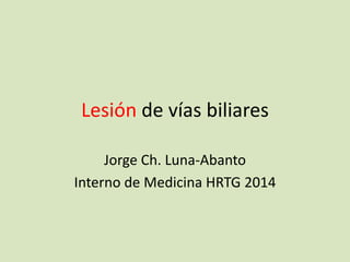 Lesión de vías biliares
Jorge Ch. Luna-Abanto
Interno de Medicina HRTG 2014
 