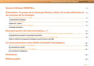 Les Interconnexions entre les Unités d'Activité Stratégiques de Michael ...