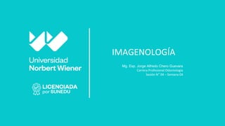 IMAGENOLOGÍA
Mg. Esp. Jorge Alfredo Chero Guevara
Carrera Profesional Odontología
Sesión N° 04 – Semana 04
 