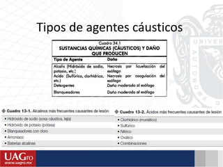 Tipos de agentes cáusticos
 