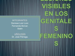 INTEGRANTES:
Denisse Loor Loor.
Fernanda Alcívar.
Stalin
UROLOGÍA
Dr. José Párraga.
 