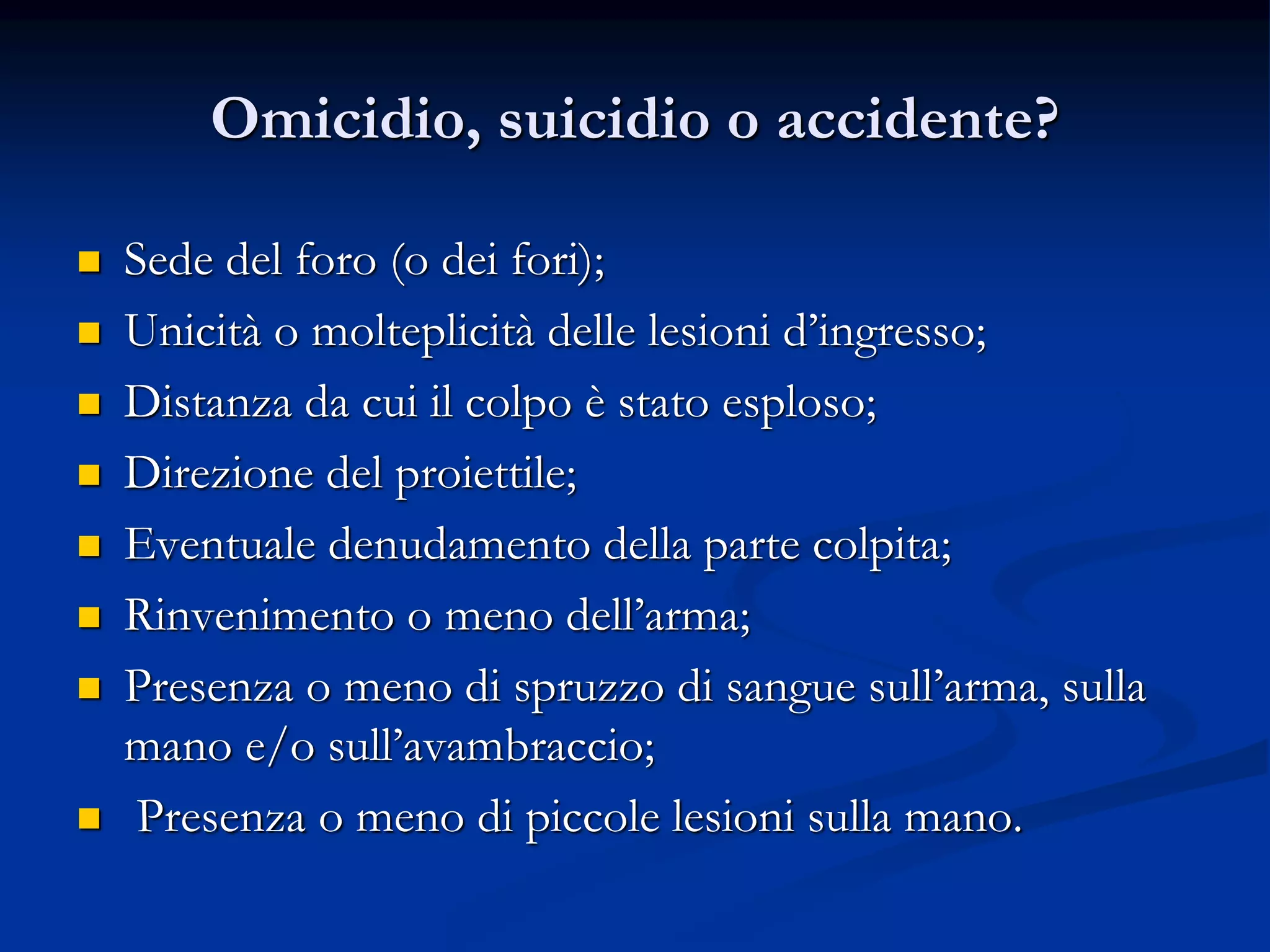 Lesioni da arma da fuoco - MEDICINA LEGALE | PPT