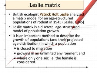 Importance of Leslie Matrix and age distribution towards population ...