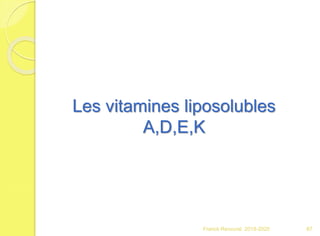 Franck Rencurel 2019-2020 87
Les vitamines liposolubles
A,D,E,K
 