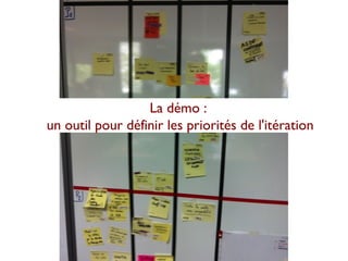 La démo :
un outil pour définir les priorités de l'itération
 