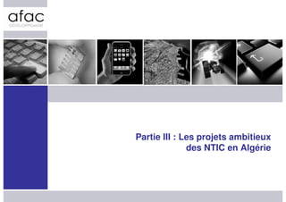 Partie III : Les projets ambitieux
              des NTIC en Algérie
 