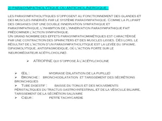 LES MÉDICAMENTS DU système nerveux autonome