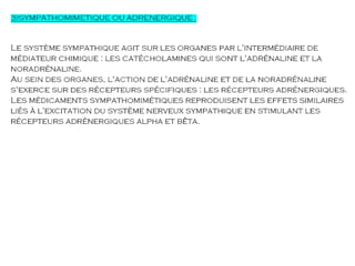 LES MÉDICAMENTS DU système nerveux autonome