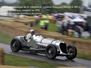 Moteur aéronautique de 12 cylindres et 2,4 litres. Puissance estimée à 600 cv.
Exemplaire unique, construit en 1933.
A battu 47 records mondiaux de vitesse.
 