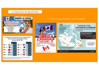 Le Canada un pays qui cherche à aSrer la migra?on
A. Un gain pour les pays d'accueil
 