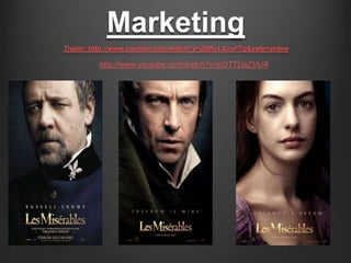 Marketing
Trailer: http://www.youtube.com/watch?v=ZNKcLXvuF7g&safe=active

          http://www.youtube.com/watch?v=pOTTUaZVtJA
 